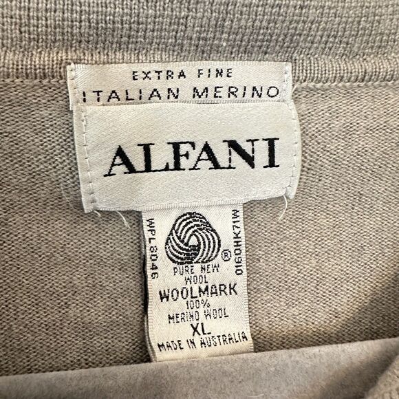 Alfani Merino Wool Sweater Polo Mens XL Beige 100% Pure Italian Knit Australia - Picture 3 of 7